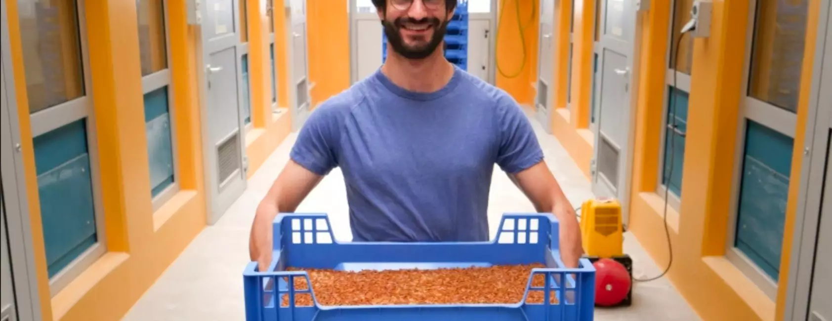 Employé de Lowimpactfood tenant un bac de frais